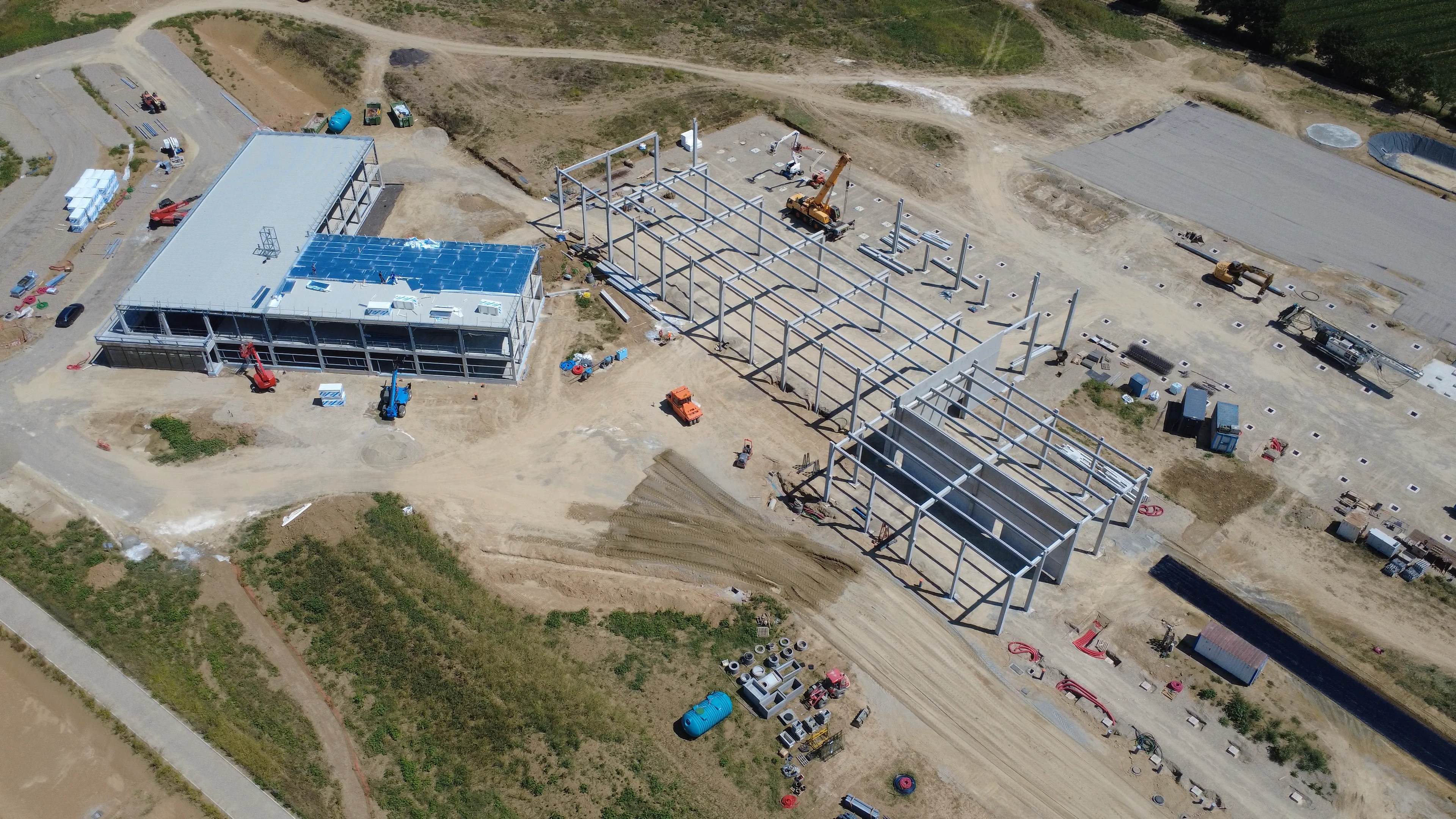 Aerial view of the construction site